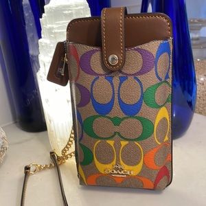 Coach Signature Rainbow phone crossbody ~ limited edition ~